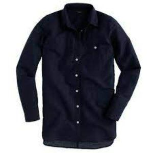 J Crew Button Down Navy Linen Shirt